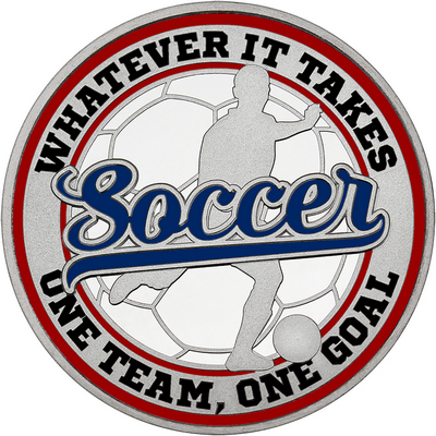 Navy Blue "Soccer" with Maroon Outer Circular Borders